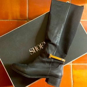 Black leather shoemint boots